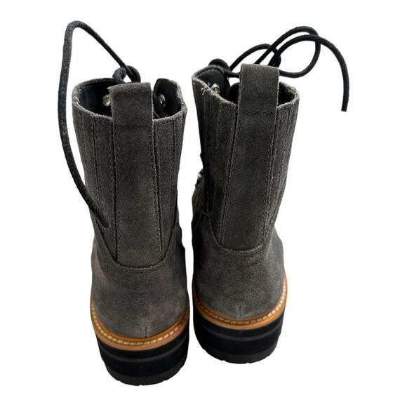 Marc Fisher Izzie Grey Suede Shearling Lace-Up Lug Sole Boots Size 9.5 - Picture 6 of 11